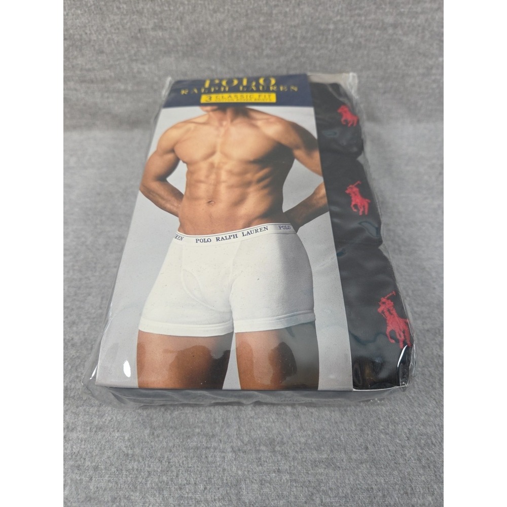 Polo Ralph Lauren Classic Fit Cotton Boxer Briefs Mens L Black Red Pony NEW - Picture 8 of 8